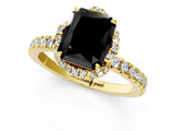 Yellow gold Fancy Black Radiant Cut Diamond Halo Pave Band with Four-Prong Setting_4