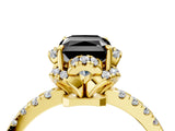 Yellow gold Fancy Black Radiant Cut Diamond Halo Pave Band with Four-Prong Setting_7