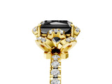 Yellow gold Fancy Black Radiant Cut Diamond Halo Pave Band with Four-Prong Setting_8