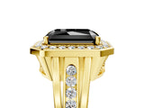 Yellow gold Fancy Black Radiant Cut Diamond Halo Ring with Split Shank and Bezel Accents and Prong Setting_5
