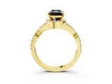 Yellow gold Fancy Black Radiant Cut Diamond  Halo Twist Band Solitaire Prong Setting Ring_27