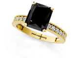 Yellow gold Fancy Black Radiant Cut Diamond Milgrain Pavé Engagement Ring with Four-Prong Setting_1
