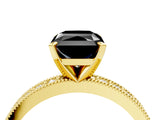 Yellow gold Fancy Black Radiant Cut Diamond Milgrain Pavé Engagement Ring with Four-Prong Setting_4