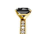 Yellow gold Fancy Black Radiant Cut Diamond Milgrain Pavé Engagement Ring with Four-Prong Setting_5