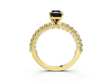 Yellow gold Fancy Black Radiant Cut Diamond Pavé Band Solitaire Ring with Four-Prong Setting_3