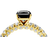 Yellow gold Fancy Black Radiant Cut Diamond Pavé Band Solitaire Ring with Four-Prong Setting_4