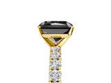 Yellow gold Fancy Black Radiant Cut Diamond Pavé Band Solitaire Ring with Four-Prong Setting_5
