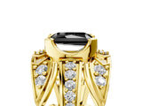 Yellow gold Fancy Black Radiant Cut Diamond Pave Art Deco Split Shank Ring with Four-Prong Setting_5