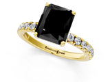 Yellow gold Fancy Black Radiant Cut Diamond Pave Band Solitaire Ring with Four-Prong Setting_13