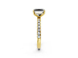 Yellow gold Fancy Black Radiant Cut Diamond Pave Band Solitaire Ring with Four-Prong Setting_14