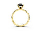 Yellow gold Fancy Black Radiant Cut Diamond Pave Band Solitaire Ring with Four-Prong Setting_15