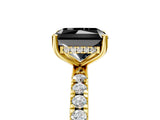 Yellow gold Fancy Black Radiant Cut Diamond Pave Band Solitaire Ring with Four-Prong Setting_17
