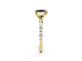 Yellow gold Fancy Black Radiant Cut Diamond Prong Set Engagement Ring with Pave Band_2