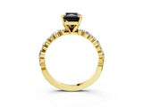 Yellow gold Fancy Black Radiant Cut Diamond Prong Set Engagement Ring with Pave Band_3