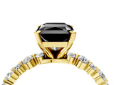 Yellow gold Fancy Black Radiant Cut Diamond Prong Set Engagement Ring with Pave Band_4
