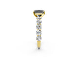 Yellow gold Fancy Black Radiant Cut Diamond Prong Setting with Side Stones on a Pave Band_2