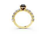 Yellow gold Fancy Black Radiant Cut Diamond Prong Setting with Side Stones on a Pave Band_3