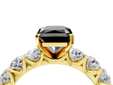 Yellow gold Fancy Black Radiant Cut Diamond Prong Setting with Side Stones on a Pave Band_4