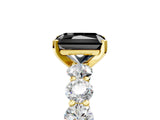 Yellow gold Fancy Black Radiant Cut Diamond Prong Setting with Side Stones on a Pave Band_5