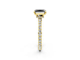 Yellow gold Fancy Black Radiant Cut Diamond Ring with Pavé Band and Four-Prong Setting_2