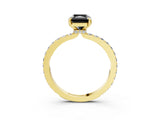 Yellow gold Fancy Black Radiant Cut Diamond Ring with Pavé Band and Four-Prong Setting_3