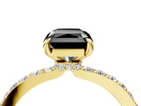 Yellow gold Fancy Black Radiant Cut Diamond Ring with Pavé Band and Four-Prong Setting_4
