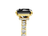 Yellow gold Fancy Black Radiant Cut Diamond Ring with Pavé Band and Four-Prong Setting_5