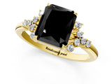 Yellow gold Fancy Black Radiant Cut Diamond Ring with Side Stones and Four-Prong Setting_37