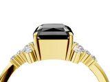 Yellow gold Fancy Black Radiant Cut Diamond Ring with Side Stones and Four-Prong Setting_40