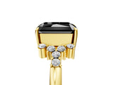 Yellow gold Fancy Black Radiant Cut Diamond Ring with Side Stones and Four-Prong Setting_41