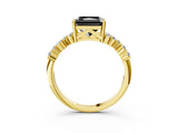 Yellow gold Fancy Black Radiant Cut Diamond Scattered Round Accent Ring with Prong Setting_15