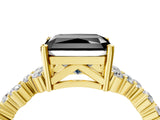 Yellow gold Fancy Black Radiant Cut Diamond Scattered Round Accent Ring with Prong Setting_16