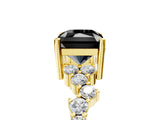 Yellow gold Fancy Black Radiant Cut Diamond Scattered Round Accent Ring with Prong Setting_17