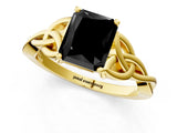 Yellow gold Fancy Black Radiant Cut Diamond Solitaire Engagement Ring with Celtic Knot Band and Four-Prong Setting_1