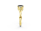 Yellow gold Fancy Black Radiant Cut Diamond Solitaire Engagement Ring with Celtic Knot Band and Four-Prong Setting_2