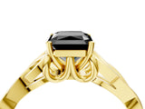 Yellow gold Fancy Black Radiant Cut Diamond Solitaire Engagement Ring with Celtic Knot Band and Four-Prong Setting_4
