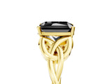 Yellow gold Fancy Black Radiant Cut Diamond Solitaire Engagement Ring with Celtic Knot Band and Four-Prong Setting_5