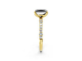 Yellow gold Fancy Black Radiant Cut Diamond Solitaire Engagement Ring with Pavé Band and Prong Setting_2