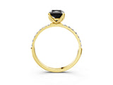 Yellow gold Fancy Black Radiant Cut Diamond Solitaire Engagement Ring with Pavé Band and Prong Setting_3