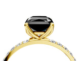 Yellow gold Fancy Black Radiant Cut Diamond Solitaire Engagement Ring with Pavé Band and Prong Setting_4