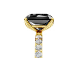 Yellow gold Fancy Black Radiant Cut Diamond Solitaire Engagement Ring with Pavé Band and Prong Setting_5