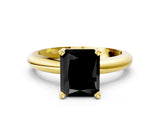 Yellow gold Fancy Black Radiant Cut Diamond Solitaire Engagement Ring with Round Band and Four-Prong Setting_84