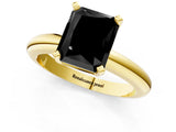 Yellow gold Fancy Black Radiant Cut Diamond Solitaire Engagement Ring with Round Band and Four-Prong Setting_85