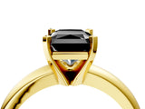 Yellow gold Fancy Black Radiant Cut Diamond Solitaire Engagement Ring with Round Band and Four-Prong Setting_88