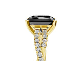 Yellow gold Fancy Black Radiant Cut Diamond Solitaire Engagement Ring with Twisted Pavé Band and Four-Prong Setting_41