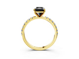 Yellow gold Fancy Black Radiant Cut Diamond Solitaire Pavé Band with Four-Prong Setting_3