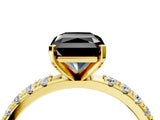 Yellow gold Fancy Black Radiant Cut Diamond Solitaire Pavé Band with Four-Prong Setting_4