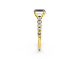Yellow gold Fancy Black Radiant Cut Diamond Solitaire Ring with Cathedral Setting and Pavé Band_2