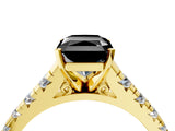 Yellow gold Fancy Black Radiant Cut Diamond Solitaire Ring with Cathedral Setting and Pavé Band_4