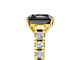 Yellow gold Fancy Black Radiant Cut Diamond Solitaire Ring with Cathedral Setting and Pavé Band_5